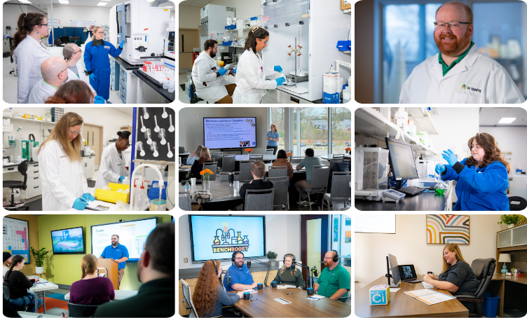 A collage of photos of Inorganic Ventures employees